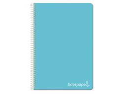 LIDERPAPEL CUADERNO ESPIRAL FOLIO WITTY TAPA DURA 80H 75GR CUADRO 4MM CON MARGEN COLOR CELESTE