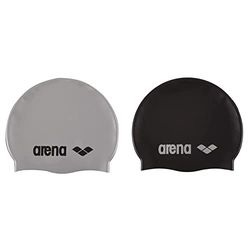 Arena Classic Silicone, Cuffia Unisex Adulto, Grigio (Silver/Black), Taglia Unica & Classic Silicone, Cuffia Unisex Adulto, Nero (Black-Silver), Taglia Unica