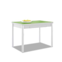 ASTIMESA - Mesa de Cocina Extensible - Estructura Blanca - Color Verde - Ideal para Espacios Pequeños - Medidas: 90 x 50 cm - Extensible: 140 x 50 cm
