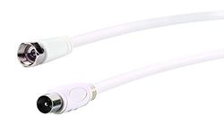 Schwaiger SAT/antenne adapterkabel, 75 dB, wit, F-stekker > IEC stekker, 2-voudig afgeschermd, 75 Ohm, digitaal, HDTV 1,5 m wit