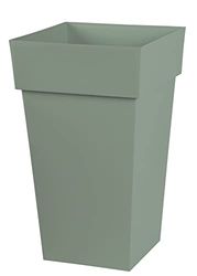 EDA - Vaso di fiori quadrato alto toscano, volume 62 l, 39 x 39 x 65 cm, verde alloro