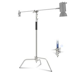 NEEWER C Stand met Boom Arm Pro 100% Roestvrij Staal, Max Hoogte 10.8ft/330cm Luchtkussen Heavy Duty Fotografie Lichtstandaard met 4.2ft/128cm Holding Arm voor Monolight Softbox Reflector
