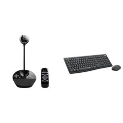 Logitech BCC950 ConferenceCam per Conferenze da Ufficio, Nero & MK295 Kit Mouse e Tastiera Wireless – Tecnologia SilentTouch, Tastierino Numerico