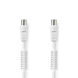 NEDIS Coaxiale kabel IEC (coax) stekker | IEC (coax) bus | vernikkeld | 120 dB | 75 Ohm | 4-voudig afgeschermd | 1.00 m | rond | PVC | wit | label