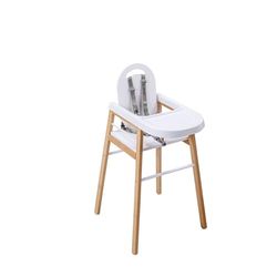 Chaise Haute Fixe Bébé avec Tablette Amovible Lili, Bicolore Blanc et Naturel