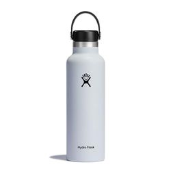 HYDRO FLASK - Drickflaska 621 ml (21 oz) - Vakuumisolerad stålflaska i pulverlackerat rostfritt stål med läckagesäker Flex Cap - BPA-fri - Bredmun - HYDRO FWhite