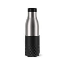 Emsa N31105 Bludrop-Sleeve drickflaska | 0,5 liter | 100% tät | Quick-Press-förslutning | Ergonomisk 360° dricknjutning | 12 h varm, 24 timmar sval | diskmaskinssäker | rostfritt stål | svart