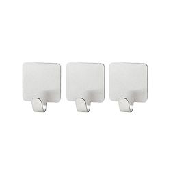 Fackelmann Ganci Adesivi 3,7 x 3 cm, Quadrati, 3 Pezzi in Acciaio Inox, Argento, 3.7 x 3 x 3 cm