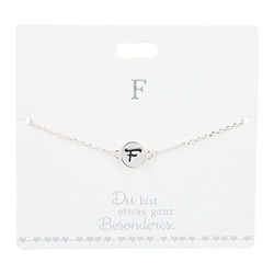 Depesche 4715-006 - Pulsera para mujer con colgante de letra F bañado en plata, longitud variable (15-20 cm), ideal como regalo para la pareja, (mejor) amiga, esposa, plata