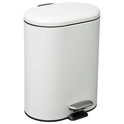Five - Poubelle de Salle de Bain 6 litres en métal Blanc Ouverture à pédale