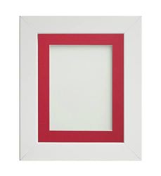 Frame Company Watson White Picture Photo Frame fitted with Perspex, 12x10 inch with Red Mount for image size 8x6 inch