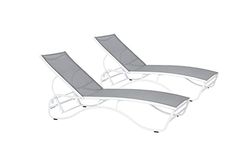 Duramax Corsica Tumbona, Juego de 2, 5 Posiciones Reclinables, Tumbonas para Piscinas, Terrazas y Hoteles, Tumbona de Jardín, Tumbonas Apilables, Respaldo de Varias Posicione