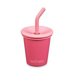 Klean Kanteen Kid Cup roestvrijstalen beker met rietdeksel, 284 ml, rood