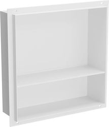 Mexen Étagère encastrable sans Collier et étagère 30 x 30 cm en Acier Inoxydable X-Wall-NR - Blanc - 1921303010S