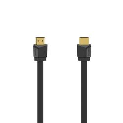 Hama HDMI-Kabel 4K Platte (High Speed Met Ethernet, 1,5 m, Mannelijk, HEC, Audio-Feedback, 18 Gbit/s, Resolutie 4096 x 2160, Afgeschermd, Verguld) Zwart