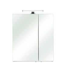 Pelipal Quickset 936 - Armadio da bagno con specchio in rovere bianco con illuminazione a LED, larghezza 60 cm, con specchio, 2 ante e 2 ripiani