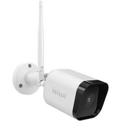 Isiwi Square Telecamera IP 1080P di sorveglianza WiFi Esterno. Visione Notturna, Rilevazione di movimenti e suoni, Audio bidirezionale, IP65, SD/Cloud, IR LED, Compatibile con Alexa/Google, ISW-BFES2M