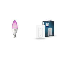 Philips Hue White & Color Ambiance, ampoule LED connectée flamme E14, compatible Bluetooth & Hue Dim Switch Télécommande nomade variateur de lumière V2