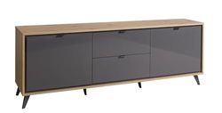 Composad | Meuble TV de la Ligne Cadre avec 2 Portes et 2 Volets, Buffet, Meuble Salon, Moderne, (LxHxP) 182,8 x 63,4 x 40,7 cm, chêne chêne chêne mielato et Gris Titane, fabriqué en Italie