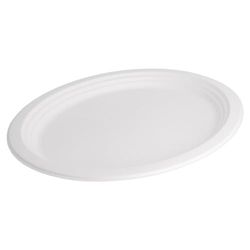 Garcia de pou Assiettes Ovales "Bionic" 32X25,5X2,1 Cm Blanc Cellulose - 50 unités