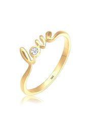 Elli DIAMONDS Ring Dames Liefdesletters met Diamant (0.03 ct.) in 585 Geel Goud