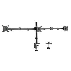 Ewent EW1513 Triple Monitor Stand,Triple Monitor Arm,Ergonomic Triple Monitor Stands for Desks,13-27 inch TV/Monitor Support Bracket,Adjustable Height,Tilt and Swivel,with Clamp,VESA 75X75 and 100X100