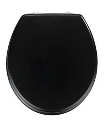 WENKO Abattant WC Noir Prima, abattant WC avec Fixation INOX, MDF, 37 x 41 cm, Noir Mat