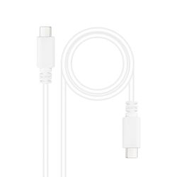 NANOCABLE 10.01.2301-W - USB-C naar USB-C 3A kabel, voor mobiele telefoons, tablets, laptops enz. USB 2.0, laadt tot 3 ampère, mannelijk-mannelijk, wit, 1 meter