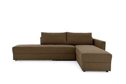 LOOKS by Wolfgang Joop Looks III Designer sofa met boxspringvering, hoekbank met bedfunctie, donkerbruin, 287x229x77 cm