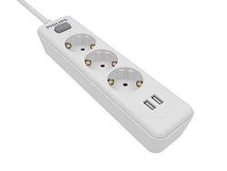 Philips Multipresa a 3 vie - SPN3032WA/10-230 V - Bianco - con porte USB