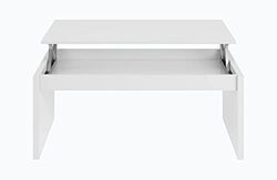 Dmora - Table à café Ontario, Table basse avec plateau relevable, Table basse pour le salon, cm 102x50h43/54, Blanc brillant