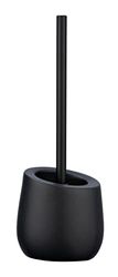 WENKO Brosse WC Badi Noir céramique Porte-Brosse WC avec soies en Silicone et Brosse pour rebords Noir