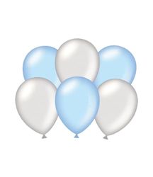 PD-Party 7036580 Feest Balloons | Natuurlijk Rubber (Latex) | Party Decoration, Pak van 6, Metallic Zilver/Lichtblauw, 30cm Lengte x 30cm Breedte x 30cm Hoogte