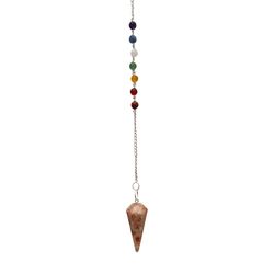VIE Naturals Pendulum with 7 Chakra Beaded Chain, Sunstone