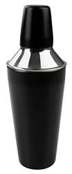 Fackelmann 49766 Shaker zwart roestvrij staal, cocktailmixer, roestvrij staal, 750 ml, zwart, zilver, roestvrij staal, 26 x 9 cm