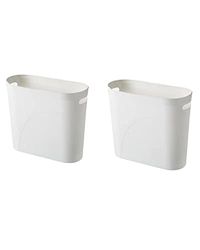 Hundred Families Bathroom Small Trash Can, 3 Gallon Slim Plastic, Set of 2, White