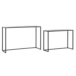 Console DKD Home Decor Cristal Noir Métal (100 x 30 x 65 cm) (80 x 25 x 55 cm) (2 pièces)