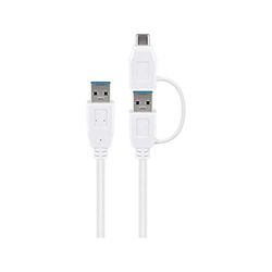 Wentronic Goobay 55561 - Cavo USB 3.0 con Adattatore da 1 USB A a USB-C, 1 m, Colore: Bianco