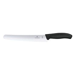 Victorinox Swiss Classic Faca de pão com fio dentado, redonda, feita de aço inoxidável, adequada para máquina de lavar louça e de cor preta