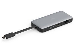 DIGITUS Station d'accueil de Voyage USB-C - 7 Ports - 1x HDMI UltraHD 4k/60Hz - 2X USB-A 3.2 Gen1-1x USB-C 100W PD 3.0-1x RJ45 - Double Lecteur de Cartes - Gris