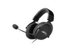 Xtrfy H2, auriculares profissionais para jogar, otimizados para eSports, almofadas extragrandes com espuma viscoelástica, 1 microfone removível, cabo entrançado, preto