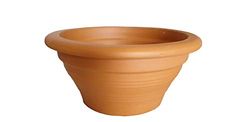 CIOTOLA IN TERRACOTTA PER PIANTE E FIORI, ALTEZZA CM. 22, DIAMETRO CM. 47. GIARDINAGGIO FIORIERA VASO COTTO PIANTINE GRASSE MADE IN ITALY
