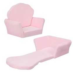 COSYLAND Fauteuil Canapé Chauffeuse Enfant Bébé - Convertible 2-en-1 Canapé Lit avec Matelas - Douce Pliable Fauteuil Club 1 Place en Mousse pour Enfants dès 1 an - Parfait comme Cadeau - Rose
