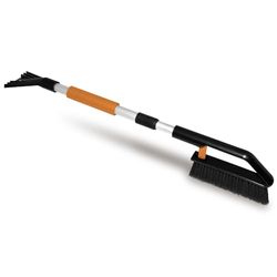 ToM PaR Brosse et grattoir | 2en1 | Canne télescopique | Poignée Ergonomique et Souple | Brosse à Neige et Gratte-Glace | Brosse de Nettoyage | Longueur : 82-110cm | Orange