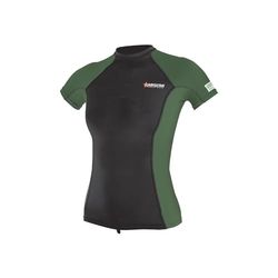Abysstar Rash Guard-Lycra UV 50 Shirt, Negro/Verde, M/L para Mujer