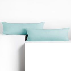 DecoKing 2 federe 40 x 200 cm Jersey 100% in 100% Jersey di Cotone Pettinato pettinato chiusura lampo azzurro ambra
