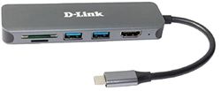 D-Link DUB-2327, Hub USB-C, 2 Puertos USB 3.0, HDMI 4K, 1 Puerto USB-C Hembra con Carga, Ranura MicroSD y SD. Compatible PC, MacBook Pro, MacBook Air, iPad Pro, Chromebook, Surface Pro