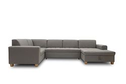 DOMO. collection Sugar - Divano con rivestimento a U moderno, 162 x 333 x 199 cm, colore: Grigio chiaro
