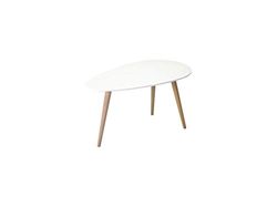 Furnhouse,Ibbe Design Wit Bijzettafel Ovaal 75x43 cm Fly MDF Koffietafel met Houten Planken Scandinavisch Design voor Woonkamer Slaapkamer 75x43x39 cm