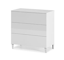 Dmora - Meuble à tiroirs Baltimora, Commode avec 3 tiroirs, Commode pour chambre, Commode moderne, cm 80x40h80, Blanc